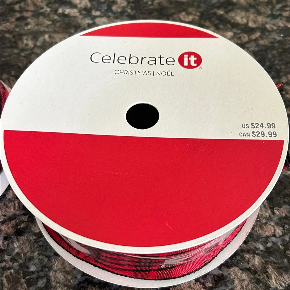 CELEBRATE IT WIRED JUMBO 2.5 x80 FT RIBBON LOT OF 2 NWT